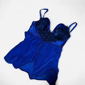 La senza blue lace babydoll lingerie top with adjustable straps